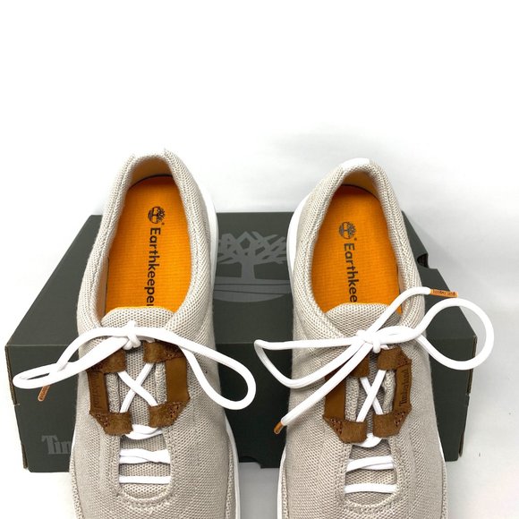 Timberland Truecloud EK Leather Fabric OX White Tan Knit Men's TB 0A28FN F48 - Picture 9 of 11